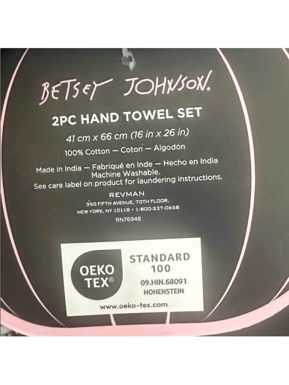 Betsey Johnson Halloween Spider Web Heart Hand Towels Set of 2 Black Pink NWT